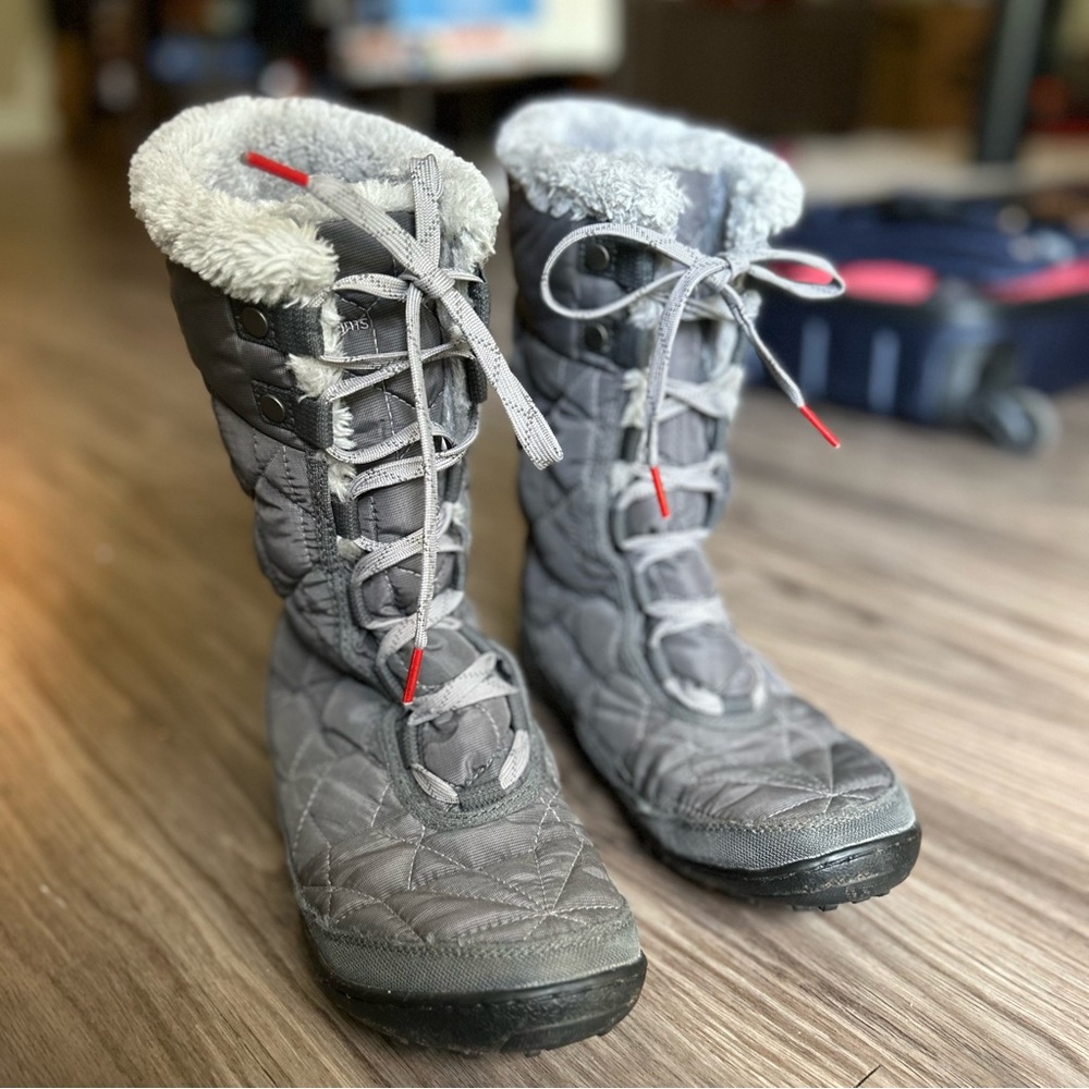 Columbia Omni-Heat 200g Mid-Calf Gray Winter Rain Boots with Fleece Lining